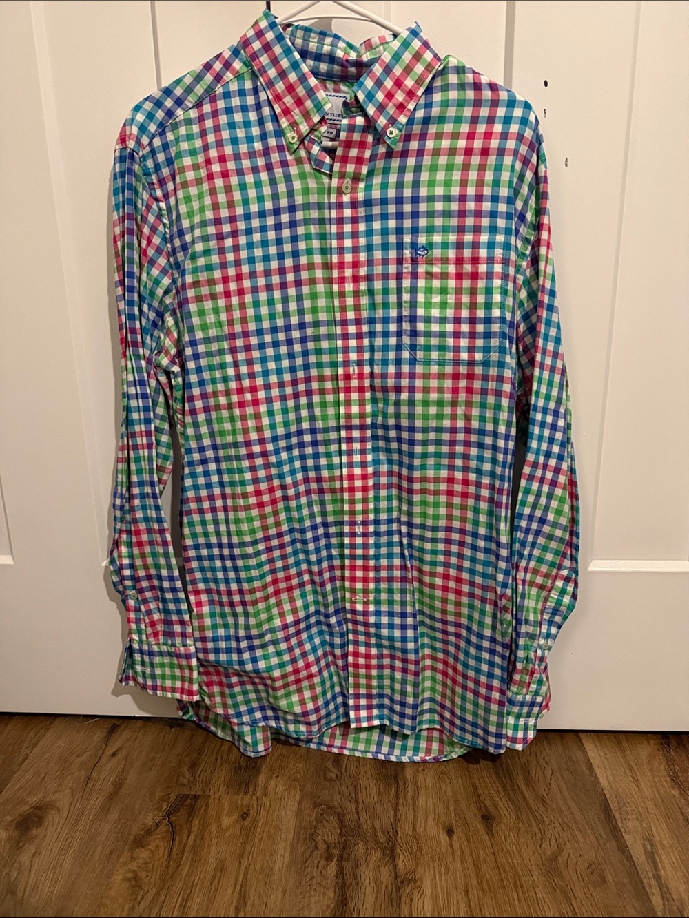 Southern Tide Multicolor Check Button-Down Shirt - Green Blue Red